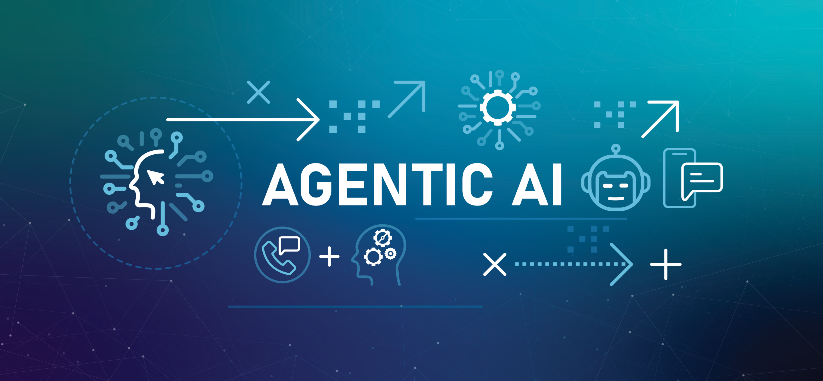 Agentic AI Conceptual illustration of agentic AI coordinating workflows, data analysis, and communication across platforms in modern advertising technology.